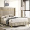 Lucia 61-inch Upholstered Queen Wingback Bed Beige