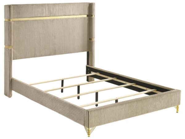 Lucia 61-inch Upholstered Queen Wingback Bed Beige