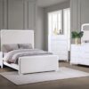 Anastasia Upholstered Eastern King Panel Bed Pearl White