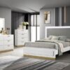 Caraway Wood Queen LED Panel Bed White