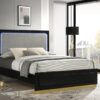 Caraway Wood Queen LED Panel Bed Black