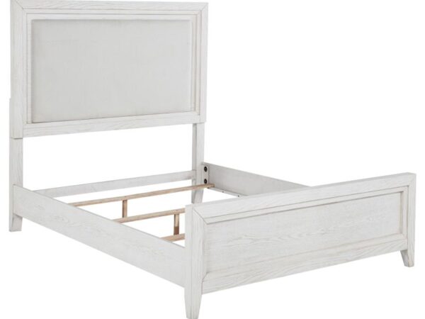 Marielle Queen Upholstered Panel Bed Distressed White