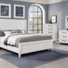 Marielle Queen Upholstered Panel Bed Distressed White