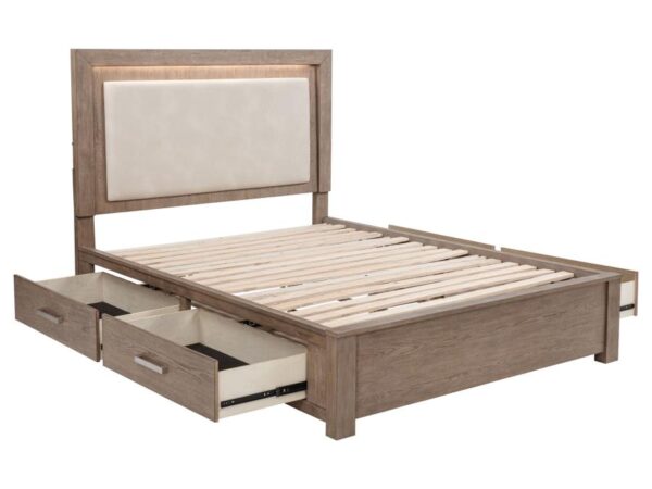 Kenora 56-inch Queen LED Storage Bed Barley Brown