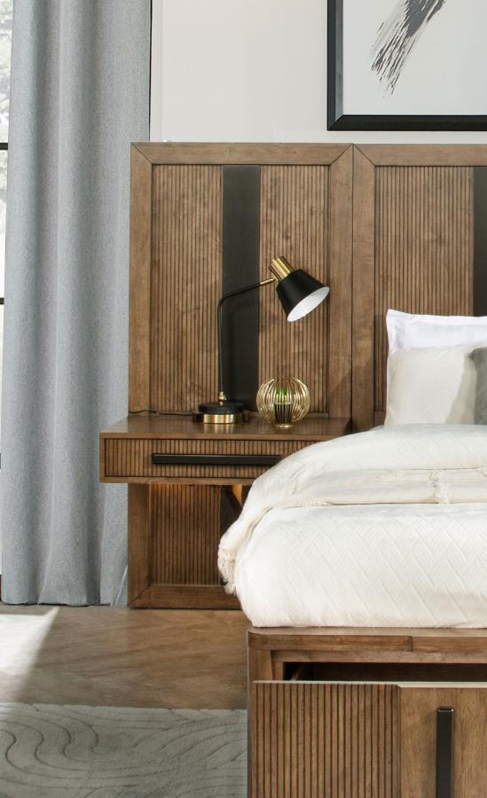 Terrace Eastern King Wall Panel Storage Bed Ash Brown
