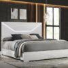 Ives Eastern King Panel Bed LED Headboard White High Gloss