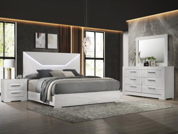 Ives 4-piece Queen Bedroom Set White High Gloss