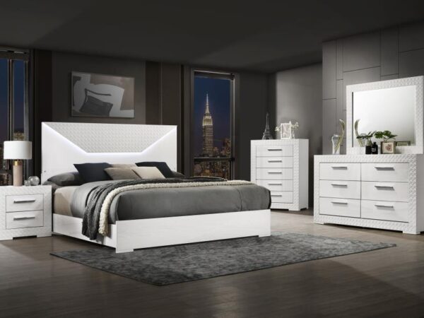 Ives 5-piece Queen Bedroom Set White High Gloss