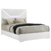 Ives Queen Panel Bed LED Headboard White High Gloss