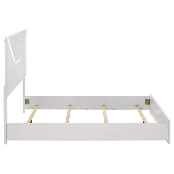 Ives Queen Panel Bed LED Headboard White High Gloss