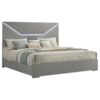 Ives Eastern King Panel Bed LED Headboard Grey High Gloss
