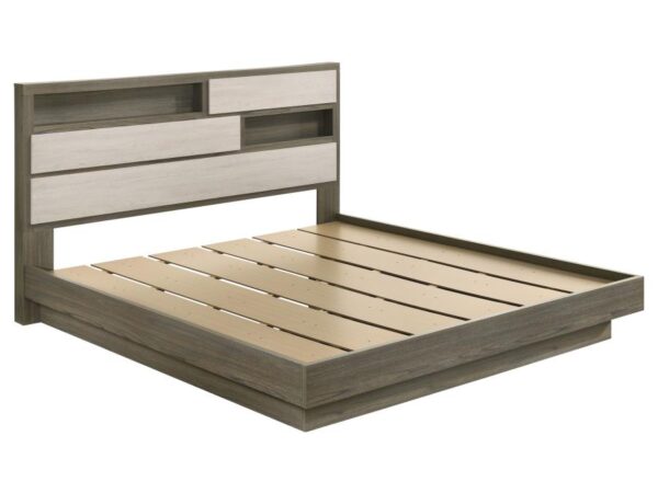 Fenwick Eastern King Bed Bookcase Headboard Grey Oak