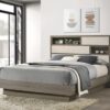 Fenwick Queen Bed Bookcase Headboard Grey Oak