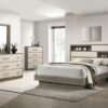 Fenwick Queen Bed Bookcase Headboard Grey Oak