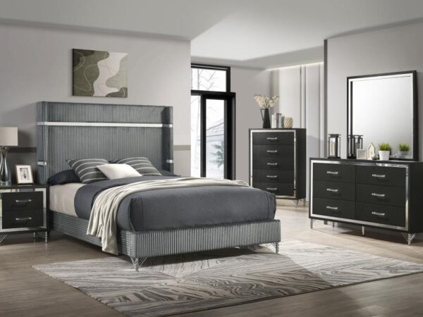 Lucia 5-piece Queen Bedroom Set Grey and Black