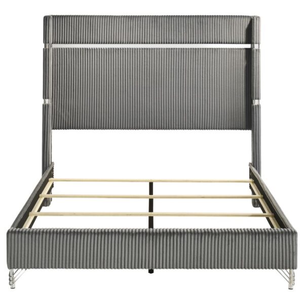 Lucia 61-inch Upholstered Queen Wingback Bed Grey