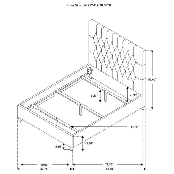 Chloe Upholstered Full Panel Bed Oatmeal