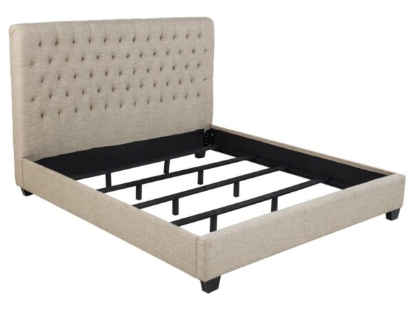 Chloe Upholstered Eastern King Panel Bed Oatmeal