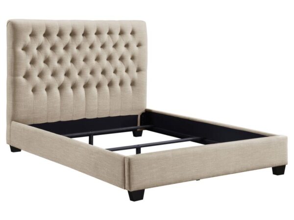 Chloe Upholstered Queen Panel Bed Oatmeal
