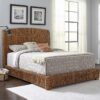 Laughton Banana Leaf Eastern King Panel Bed Amber