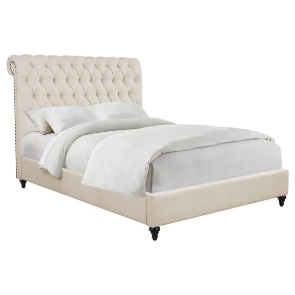 Devon 57-inch Upholstered Full Panel Bed Beige