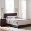 Dorian Faux Leather Upholstered Queen Panel Bed Brown