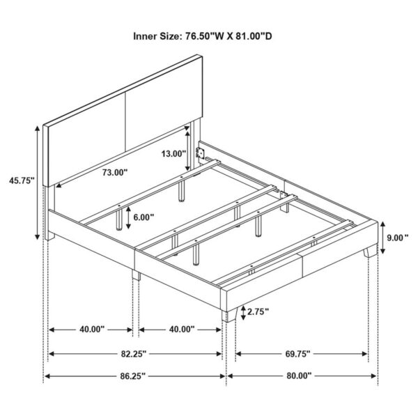 Dorian Faux Leather Upholstered Eastern King Panel Bed Grey