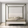 Monroe Upholstered Eastern King Canopy Bed Vanilla