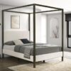 Monroe Upholstered Queen Canopy Bed Vanilla