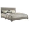 Dorian Fabric Upholstered Eastern King Panel Bed Taupe