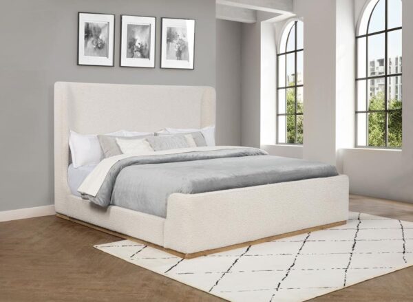 Nala Upholstered Eastern King Sleigh Bed Cream