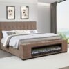 Senna Upholstered Eastern King Audio Flame Visualizer Bed Brown