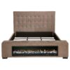 Senna Upholstered Eastern King Audio Flame Visualizer Bed Brown
