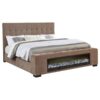 Senna Upholstered Queen Audio Flame Visualizer Bed Brown