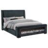Preston Upholstered Queen Audio Flame Visualizer Bed Dark Blue