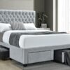 Soledad Upholstered Full Storage Panel Bed Light Grey