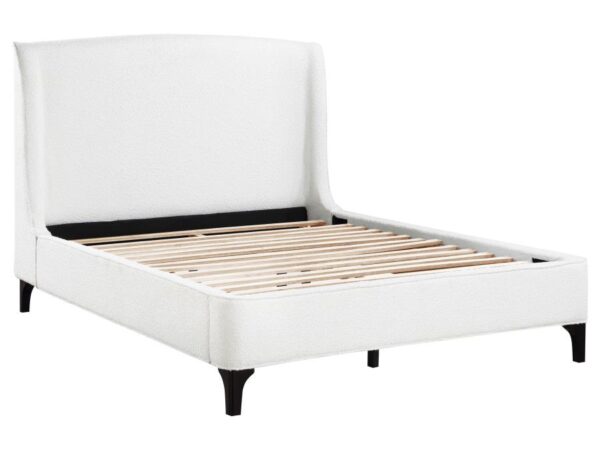 Mosby Upholstered Eastern King Wingback Bed Snow