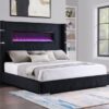 Tisdall Upholstered Eastern King Flame Visualizer Bed Black