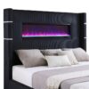 Tisdall Upholstered Queen Flame Visualizer Bed Black