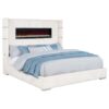 Tisdall Upholstered Eastern King Flame Visualizer Bed Cream
