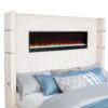 Tisdall Upholstered Eastern King Flame Visualizer Bed Cream