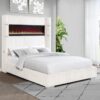Tisdall Upholstered Queen Flame Visualizer Bed Cream