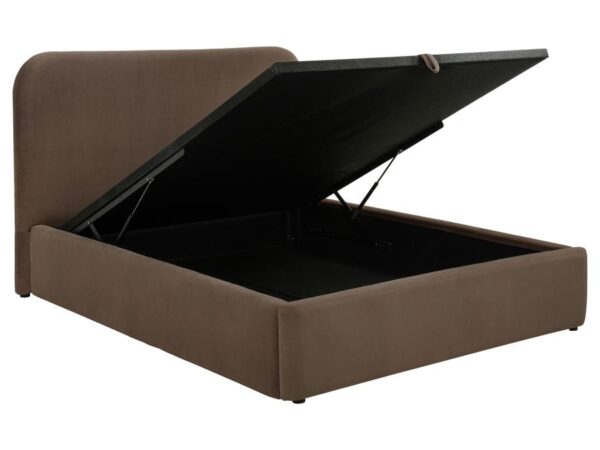 Anders Upholstered Full Storage Lift Platform Bed Chocolate