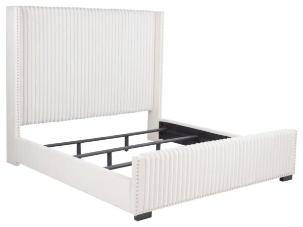 Natasha 65-inch Upholstered Eastern King Wingback Bed Cream