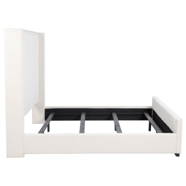 Natasha 65-inch Upholstered Eastern King Wingback Bed Cream