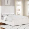 Natasha 65-inch Upholstered Queen Wingback Bed Cream