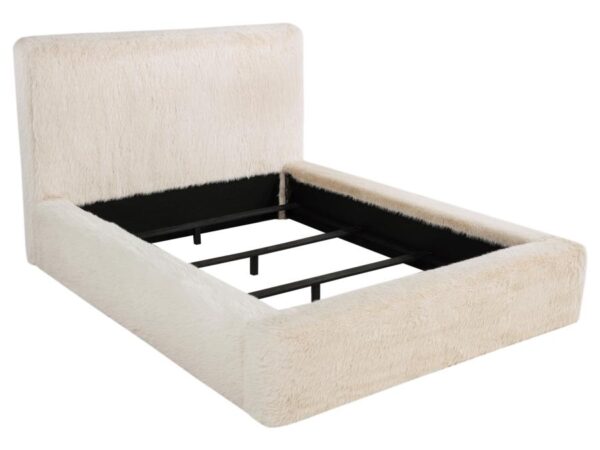 Rebecca Faux Fur Upholstered Queen Bed Cream