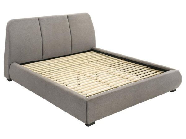 Mokena 46-inch Upholstered Eastern King Platform Bed Taupe
