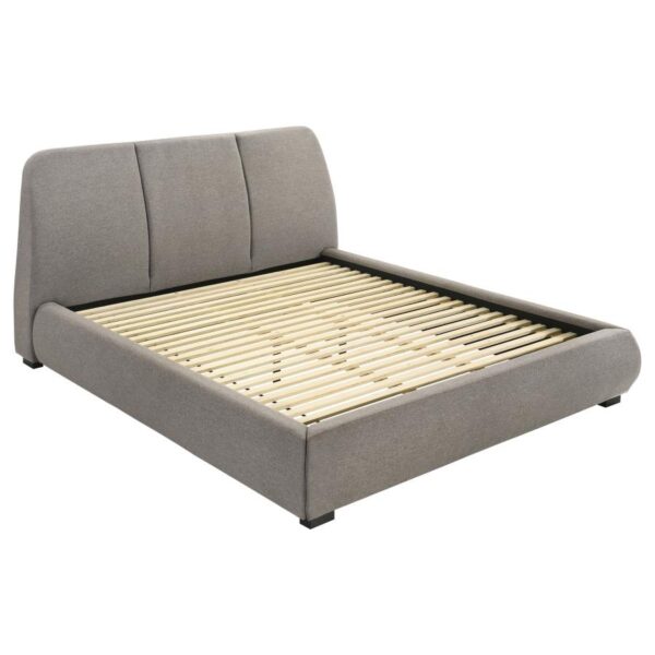 Mokena 46-inch Upholstered Eastern King Platform Bed Taupe