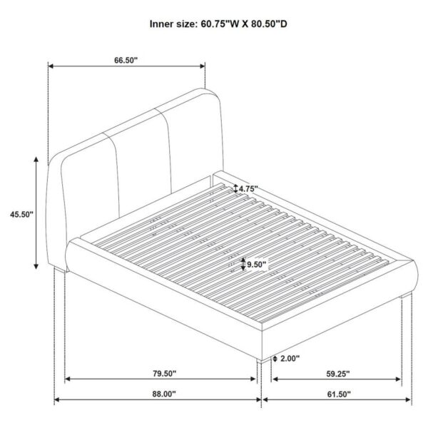 Mokena 46-inch Upholstered Queen Platform Bed Taupe